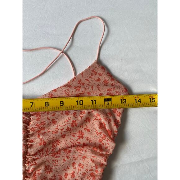 VTG Papaya Y2K Floral Bodycon Mini Dress 2000s M Bratz vibes Paris Hilton style - Picture 8 of 9